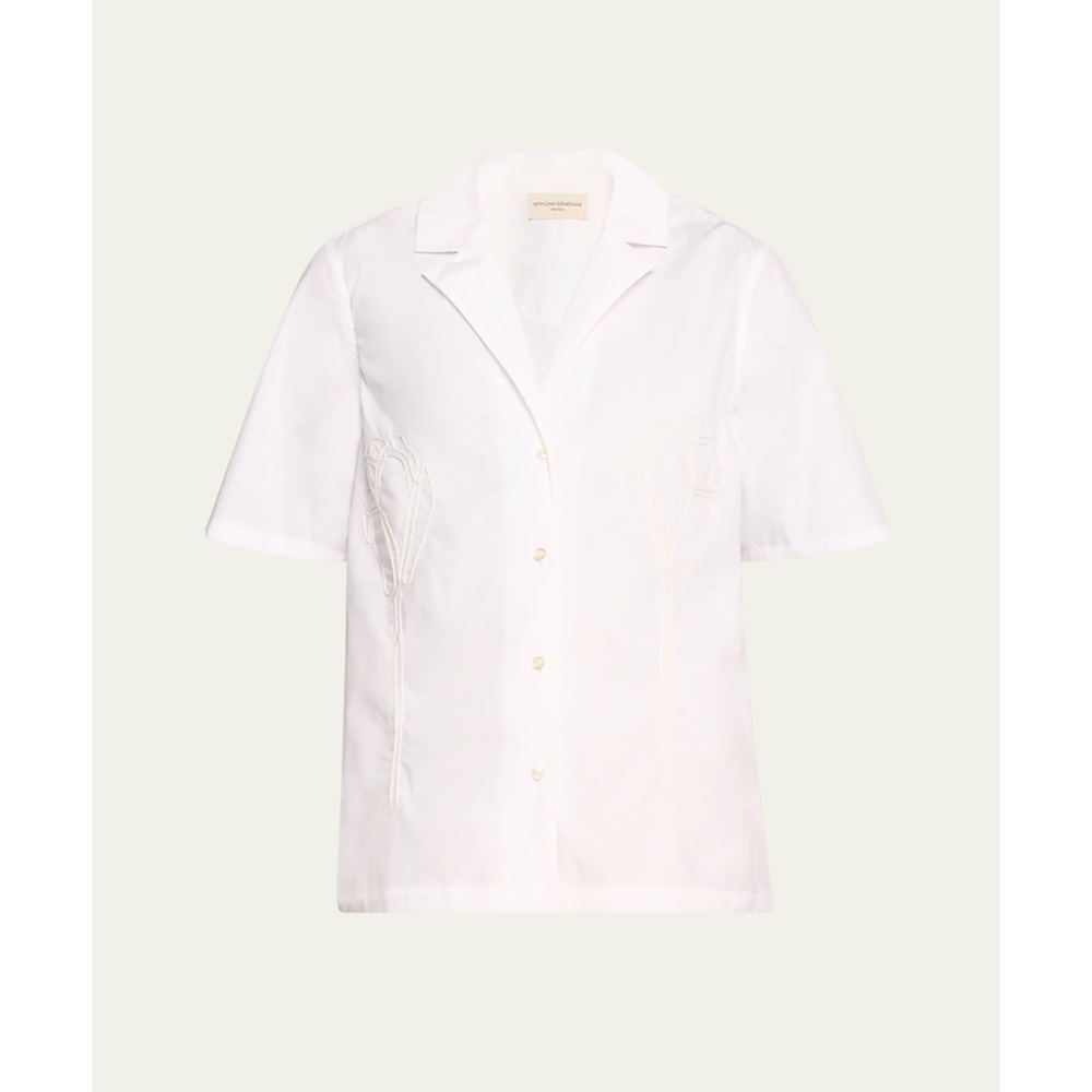Officine Generale Short Sleeve Embroidered Tulip Top